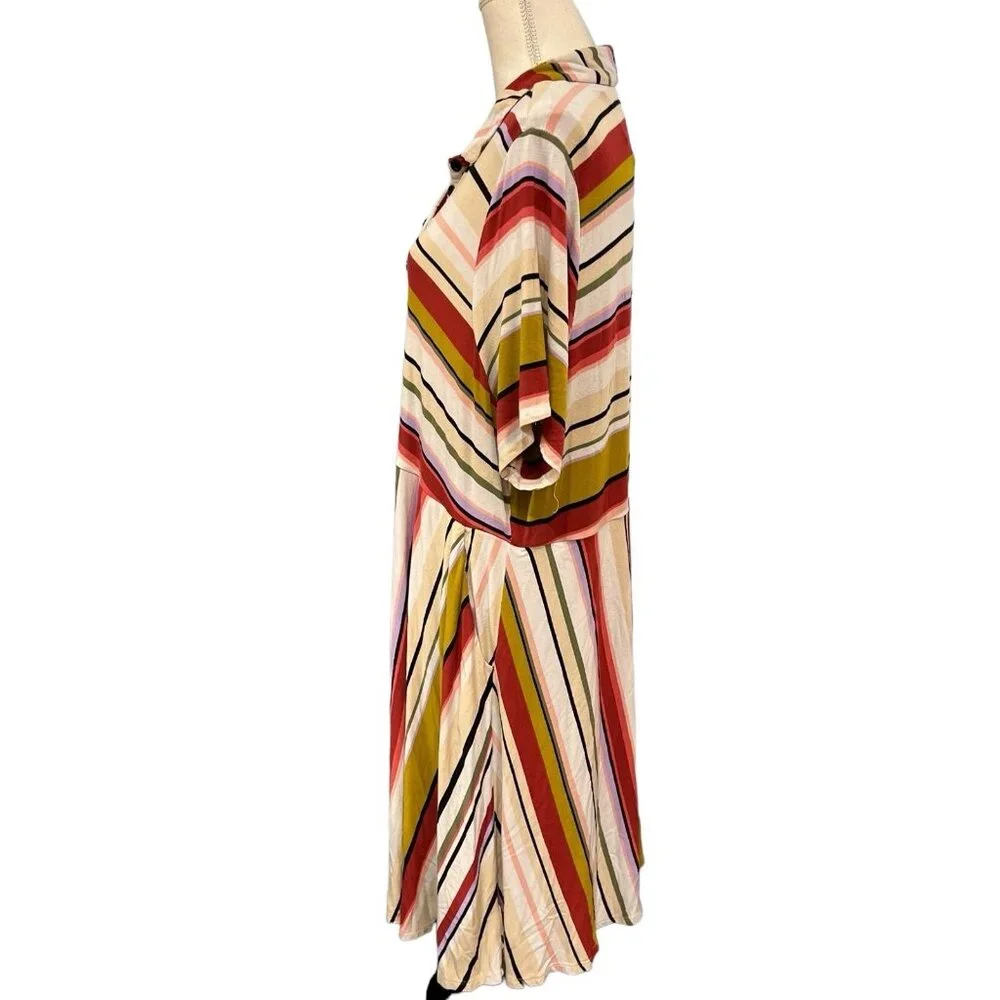 Torrid Womens Dress 3X‎ Super Soft Stretchy Knit Neutral Contrast Striped Midi - Picture 2 of 8